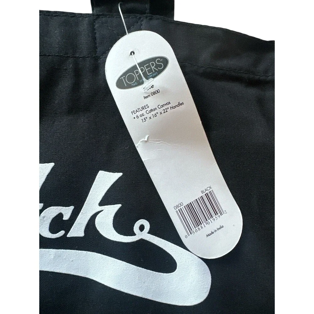 NEW Toppers VonDutch Reusable Cloth Shopping Bag Tote Black Cotton Canvas 6oz